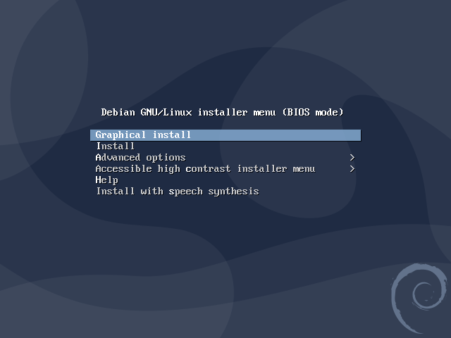 1.- Debian installer menu