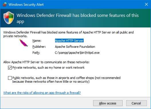 Setting communication through windows firewall