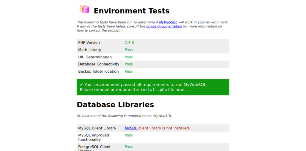 2.- MyWebSQL installation screen