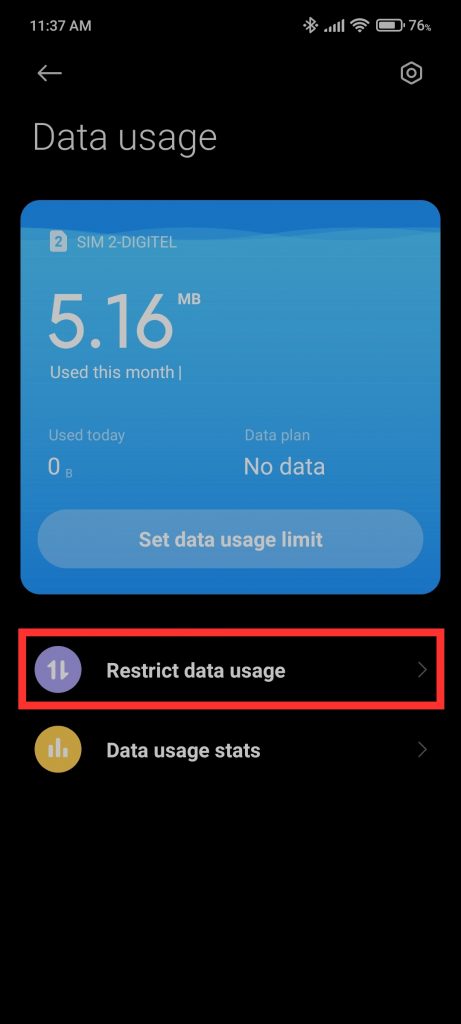 Data usage