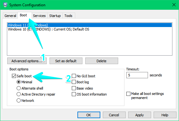 Enabling Safe boot in Windows 10