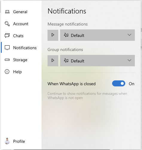 Managing notifications in WhatsApp beta