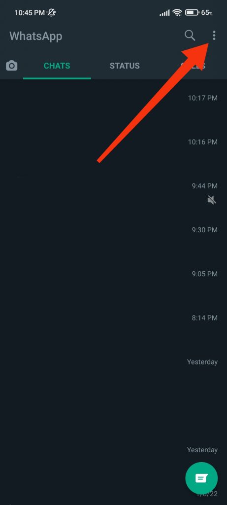 tap the three dots located in the upper right corner whatsapp for android